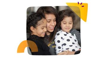 woman with two children